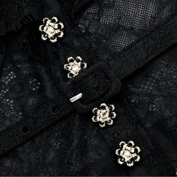 Self Portrait BLACK LACE RUFFLE MAXI DRESS $970 New with tag - Picture 7 of 15